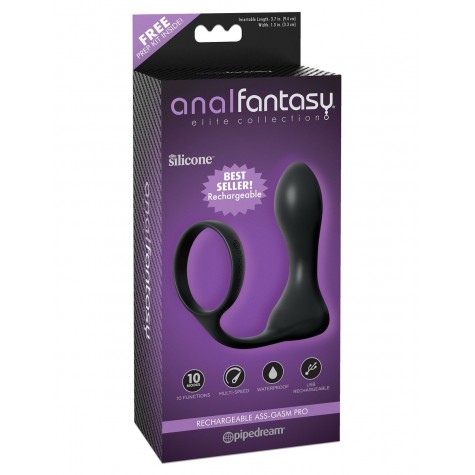 Эрекционное кольцо с анальным вибростимулятором Rechargeable Ass-Gasm Pro